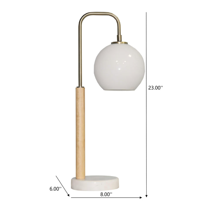 Bedside Table Lamp With Globe Lampshade - White Ashcroft Furniture
