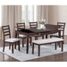 6 Piece Dining Set Table With Storage Ladder Back Chairs And Bench - Walnut Home Essentials