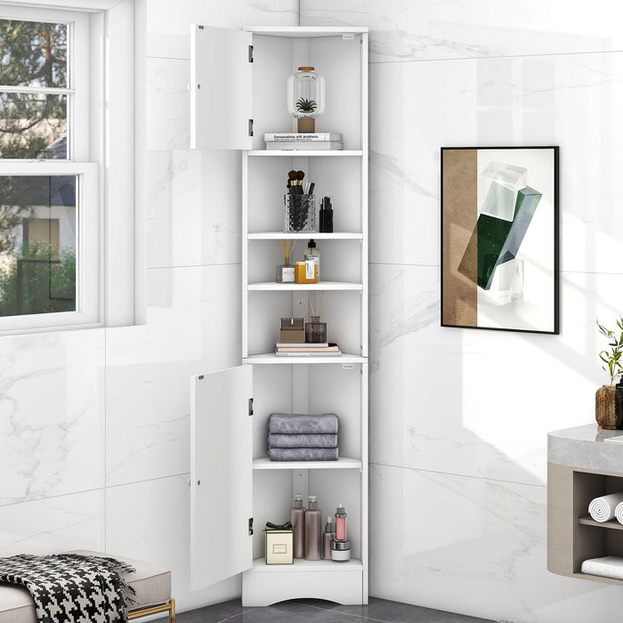 Multi Functional Corner Cabinet With Adjustable Shelves And 2 Doors Hearth and Haven
