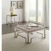 Damien - Cocktail Ottoman - Beige Fabric & Champagne ACME