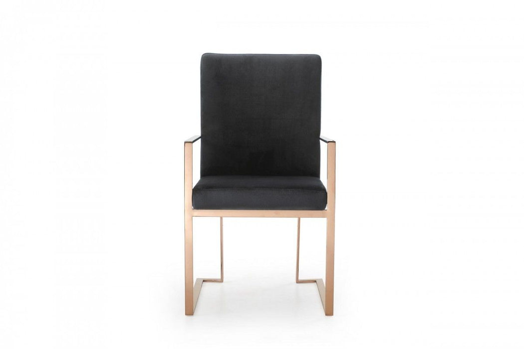 Rosegold Velvet Dining Chair - Black