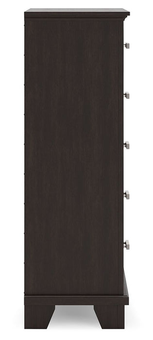 Covetown - Five Drawer Chest - Dark Brown Signature Design by Ashley®