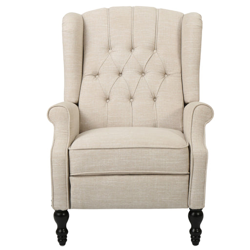 Armchair Recliner With Pushback Mechanism And Wingback Design Noble House