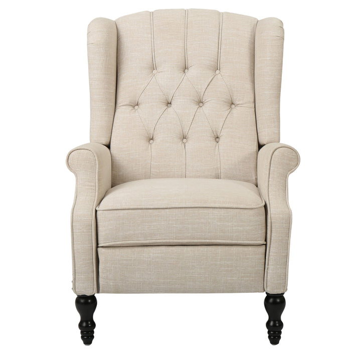 Armchair Recliner With Pushback Mechanism And Wingback Design Noble House