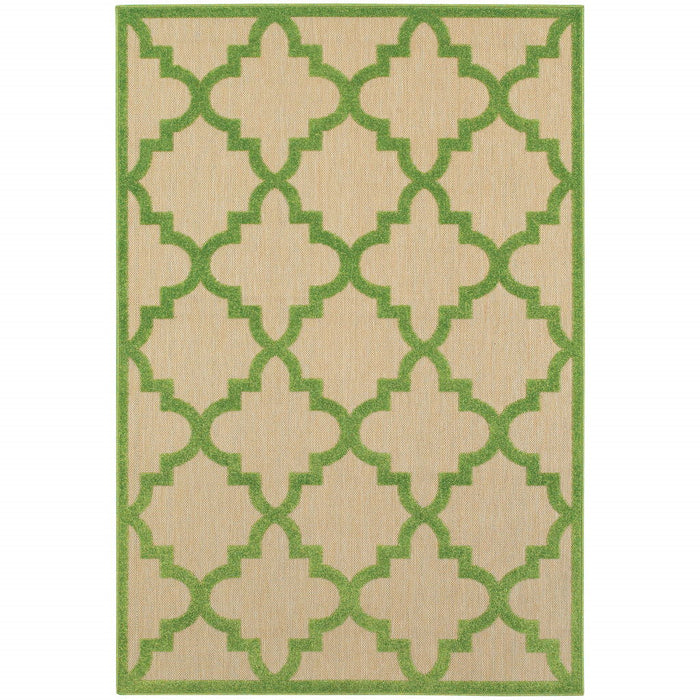 10' X 13' Geometric Stain Resistant Indoor / Outdoor Area Rug - Green