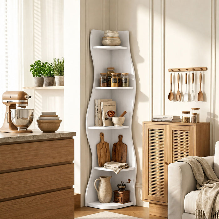 5 Tier S - Shaped Corner Shelf For Living Room Home Essentials