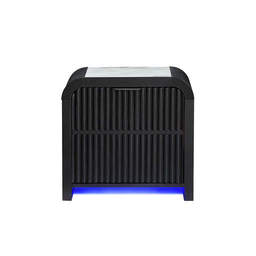 Beverly - Nightstand With Cooler And Speaker, LED Light, Rounded Sides - Black White Global Furniture USA