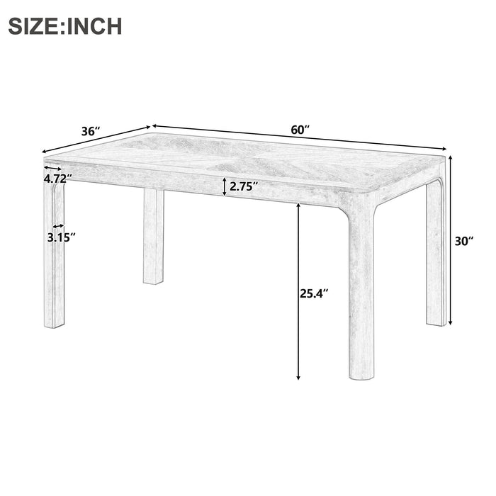 Rectangular Dining Table With Parquet Top, Rounded Corners Hearth and Haven