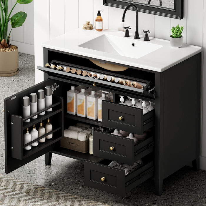 Bathroom Vanity With Sink, Cabinet With 3 Drawers And Adjustable Shelf Hearth and Haven