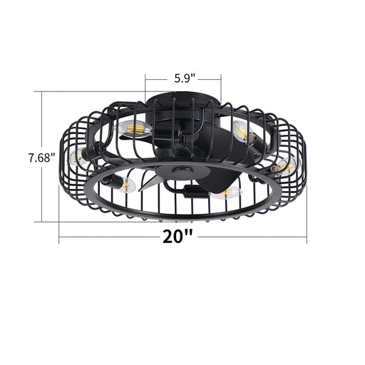 Flush Mount Ceiling Fan With Lights, Low Profile Fandelier With E12 Sockets, Reversible DC Motor, 6 Speeds - Black Daily Nest