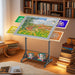 360 Degree Tilting Wooden Puzzle Table With 1500 Pieces, Rolling Design With Adjustable Height, Drawer, And Protective Cover - Black / Natural Wood Home Essentials