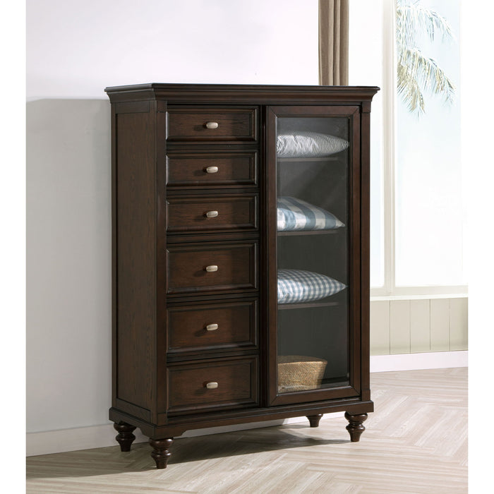Berwick - 6 Drawer Chest With Door - Dark Oak Furniture Max
