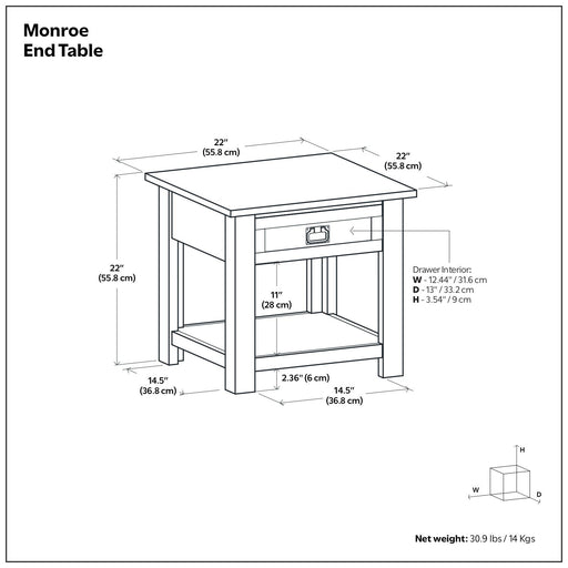 Monroe - End Table - Distressed Charcoal Brown Simpli-Home