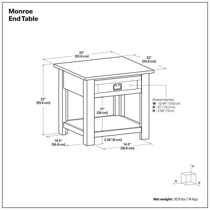 Monroe - Handcrafted Side Table Simpli-Home