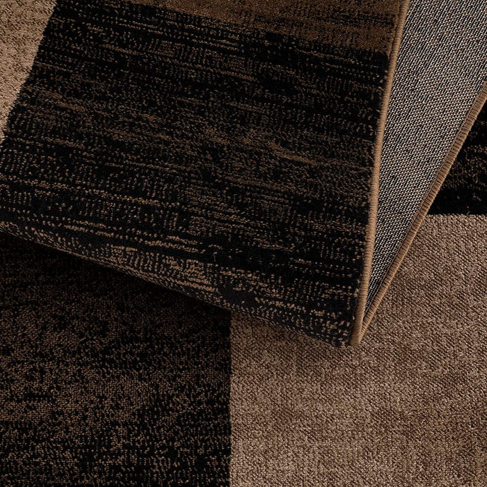 13' Runner Checkered Power Loom Runner Rug - Brown
