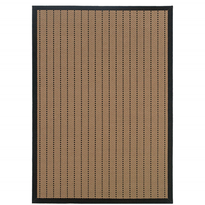 2' X 3' Geometric Stain Resistant Indoor & Outdoor Area Rug - Beige / Black