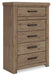 Oliandon - Five Drawer Chest - Light Brown Signature Design by Ashley®