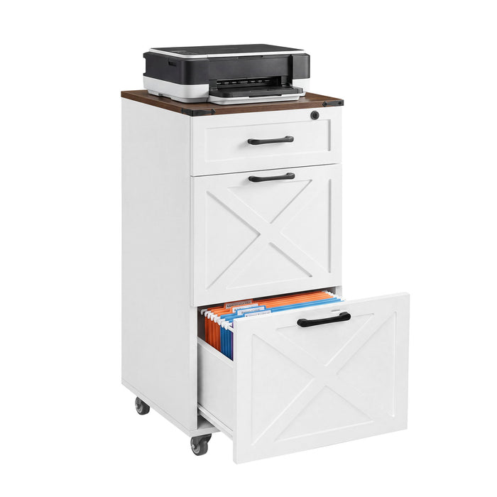 3 Drawer File Cabinet With Wheels, Vertical Rolling Storage For Letter / A4, Printer Stand & Mobile Organizer For Home Office - White Home Essentials
