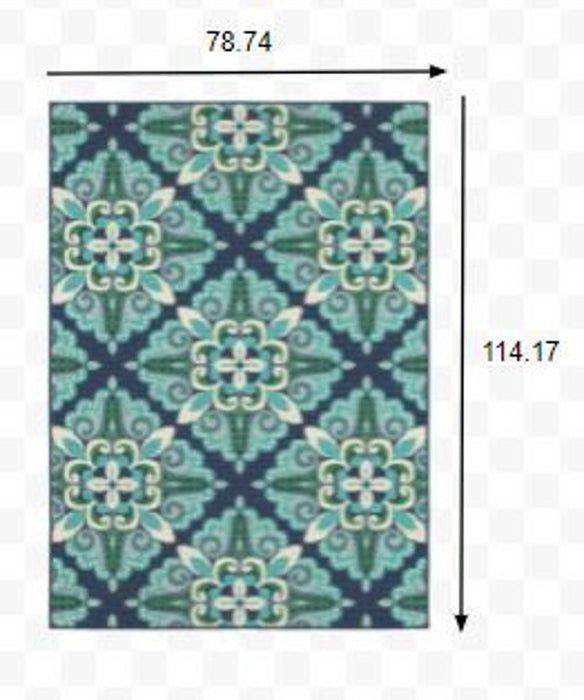 7' X 10' Indoor / Outdoor Area Rug - Blue / Green