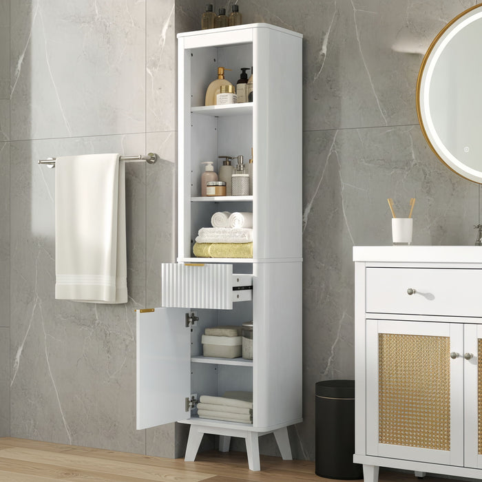 Tall Bathroom Storage Cabinet With Adjustable Shelves And 1 Drawer & Door Noble House