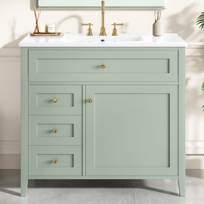 Bathroom Vanity With Sink, 3 Drawers & Cabinet With Adjustable Shelves Hearth and Haven