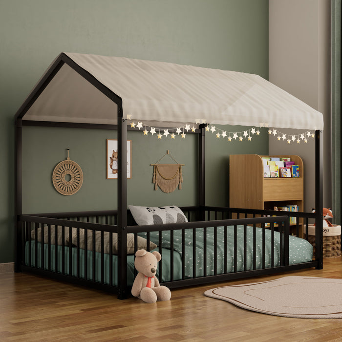Montessori Floor Bed Frame With House Shape Hearth and Haven