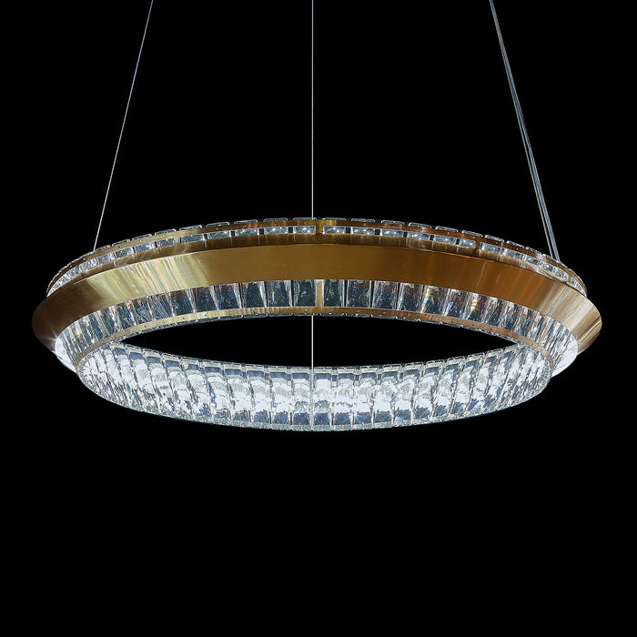 Michael Amini Lighting - Base Camp Round 31" Crystal LED Chandelier - Gold Michael Amini