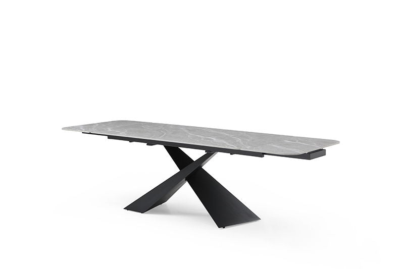 9422 - Ceramic & Metal Dining Table - Gray / Black Extravaganza Collection