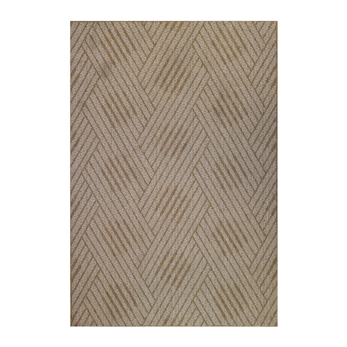 2' X 3' Geometric Stain Resistant Outdoor / Indoor Area Rug - Beige