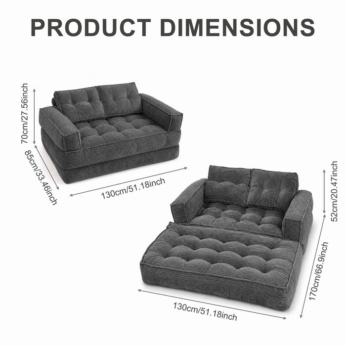 2 Seater Modular Corduroy Sofa With Chaise Lounge For Living Room Home Essentials