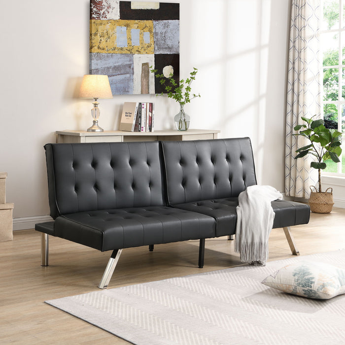 Contemporary Wood Frame Sofa Bed With Stainless Legs - Black