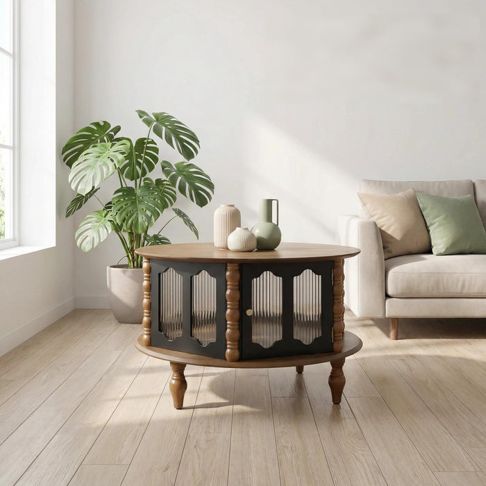 Round 3 Door Storage Coffee Table For Living Room Home Essentials