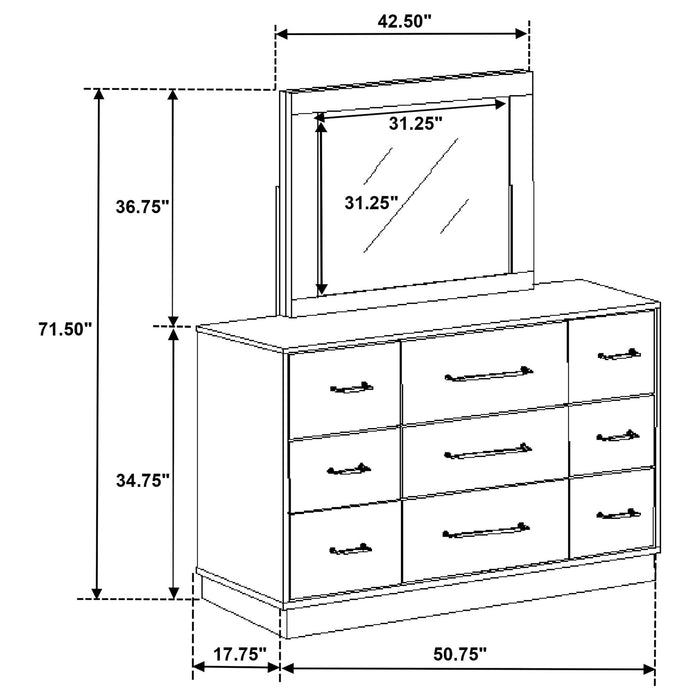 Edmondson - 9 Drawer Dresser With Mirror - Natural / Gray Furniture Max