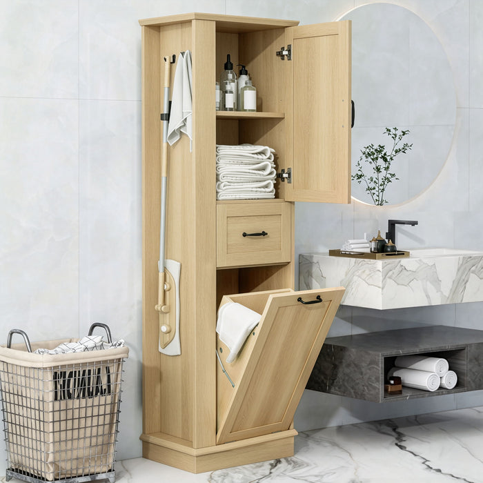 Modern Tall Storage Cabinet With Tilt-Out Compartment, Adjustable Shelves Hearth and Haven