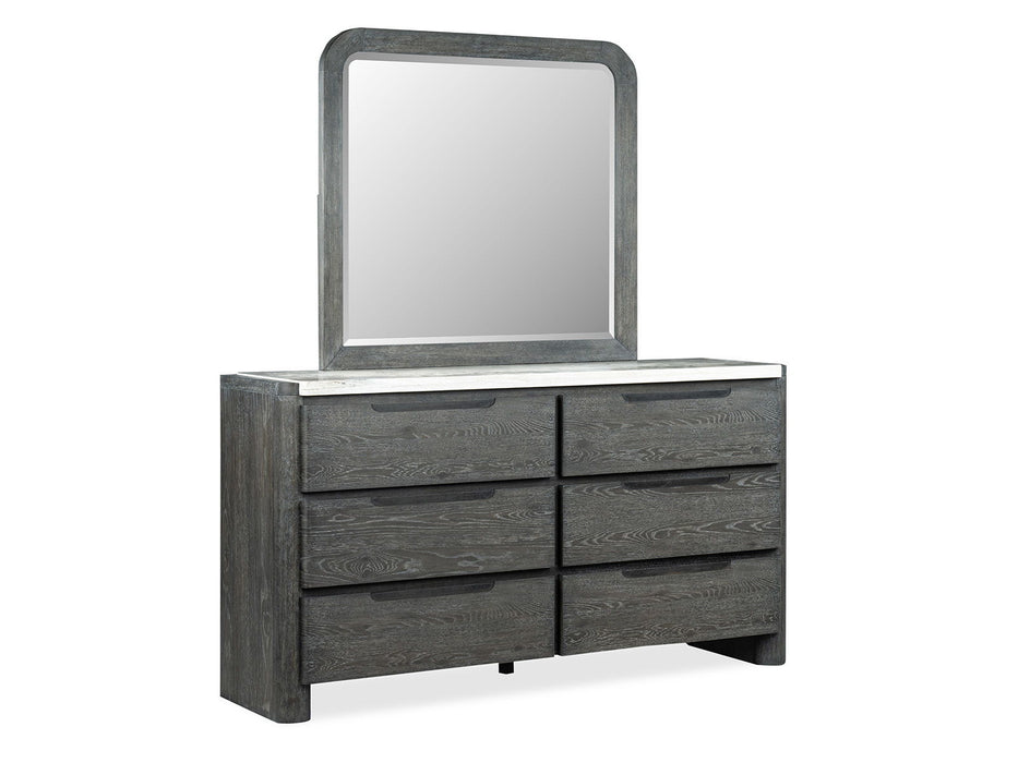 Keaton - Double Drawer Dresser With Portrait Mirror - Black Magnussen Furniture