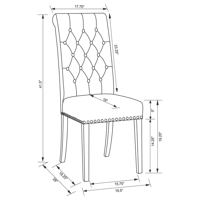 Tufted Rolled Backrest Side Chairs (Set of 2) Furniture Max