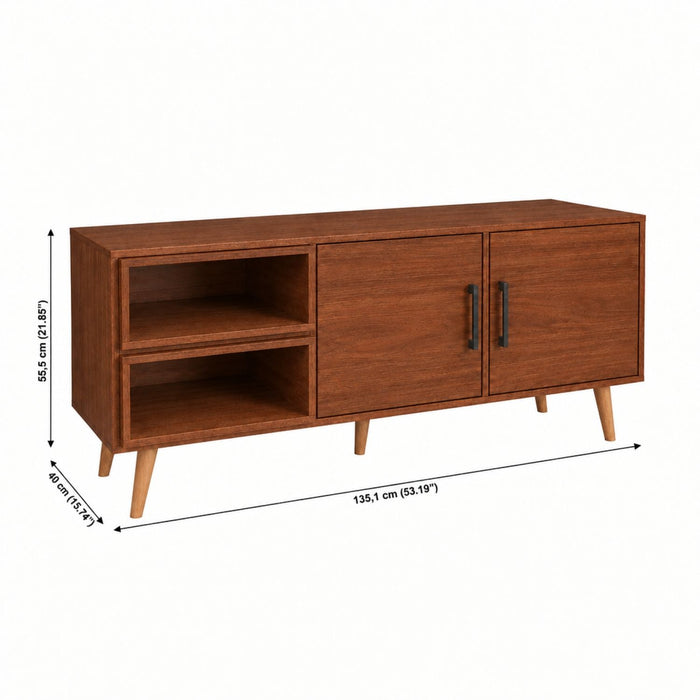 TV Stand For TVs Up To 60" With 2 Doors And 2 Open Shelves Home Essentials