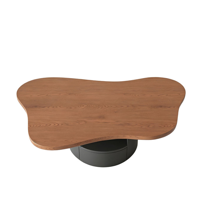 Cloud Coffee Table With 2 Drawers & Multi Layer Storage - Dark Walnut / Matt Black Home Essentials