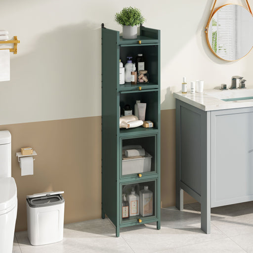 Glass Door Cabinet With Tier Storage Home Essentials