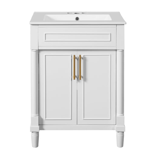Bathroom Vanity With Integrated Sink, 2 Door Cabinet, Single Sink For Small To Medium Bathrooms Hearth and Haven