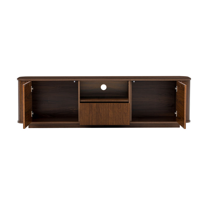 70" TV Stand With Ample Storage, Curved Corners - Dark Brown Hearth and Haven