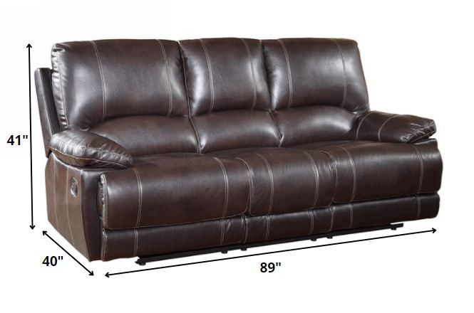 Three Piece Faux Leather Indoor Six Person Seating Set - Brown