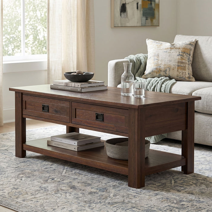 Monroe - Rectangular Coffee Table With Drawers - Brown Simpli-Home