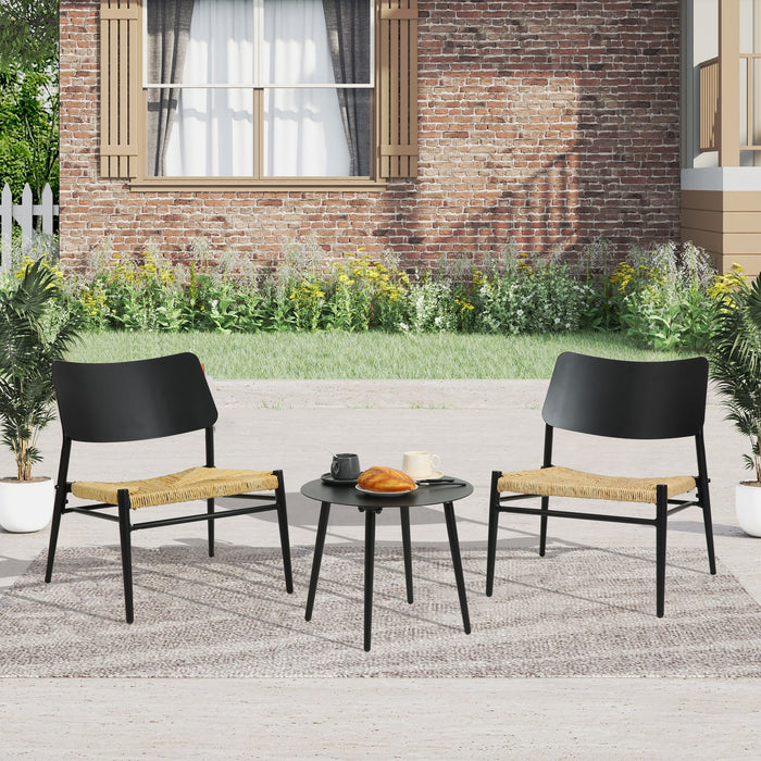Aluminium 3 Piece Patio Set Bistro Table And Chairs Set, Backyard, Garden, Living Room, Black