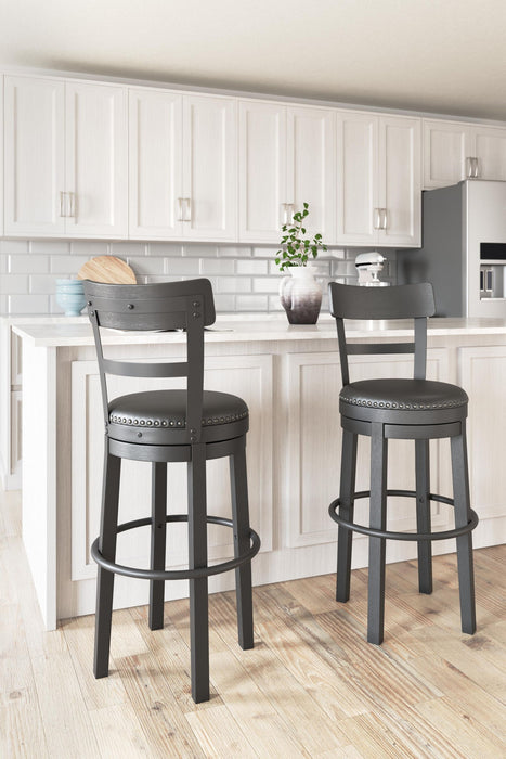 Valebeck - Tall Upholstered Swivel Barstool Signature Design by Ashley®