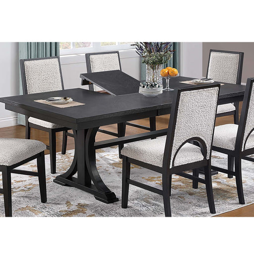 7 Piece Set, Trestle Dining Table And 6 Side Chairs With Cutout Back - Black / Charcoal / White Home Essentials