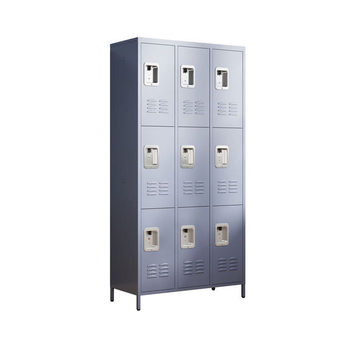 9 Door Lockers With Lock For Storage In Office, School, Gym, And Bedroom - Gray Home Essentials