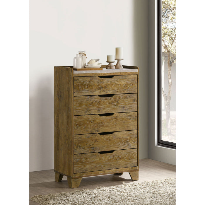 Packard - 5 Drawer Chest - Oak Furniture Max