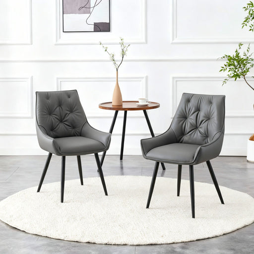 Dining Kitchen Chairs, Flat Back (Set of 2) - Dark Gray Home Essentials
