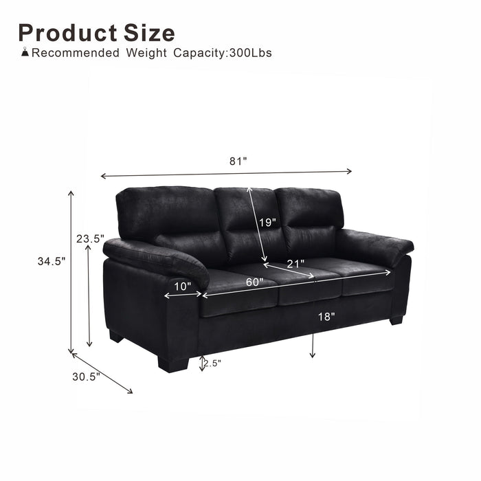 3 Seater Sofa With Padded Armrests And Triangular Leg Home Essentials